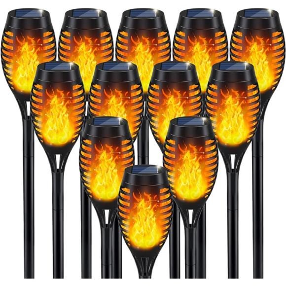 Solar Flame Torch Lights for Garden Decor, 12Pack Solar Lights Outdoor - Picture 1 of 7